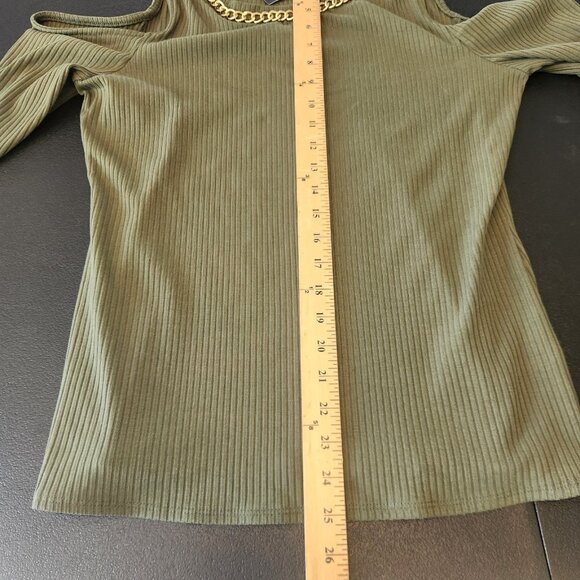 INC International Concepts Cold Shoulder Ribbed Knit Sweater Green Large NEW NWT - Picture 15 of 15